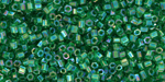 TOHO Hex 11/0 Tube 2.5" : Transparent-Rainbow Grass Green