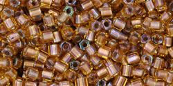 TOHO Hex 11/0 Tube 5.5" : Gold-Lined Topaz