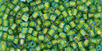 TOHO Hexagon 11/0 : Opaque Yellow-Lined Aqua