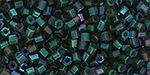 TOHO Hexagon 11/0 : Inside-Color Rainbow Montana Blue/Opaque Green-Lined