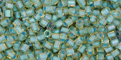 TOHO Hex 11/0 Tube 2.5" : Inside-Color Rainbow Lt Topaz/Sea Foam-Lined