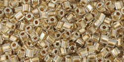 TOHO Hex 11/0 Tube 2.5" : Gold-Lined Crystal