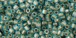 TOHO Hex 11/0 Tube 5.5" : Gold-Lined Aqua