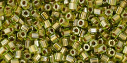 TOHO Hexagon 11/0 Tube 5.5" : Gold-Lined Peridot