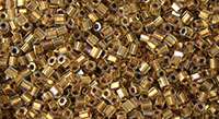 TOHO Hex 11/0 Tube 2.5" : Gold-Lined Rainbow Crystal