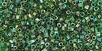 TOHO Hexagon 15/0 : Inside-Color Rainbow Jonquil/Forest Green-Lined