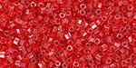TOHO Hexagon 15/0 : Inside-Color Crystal/Tomato-Lined