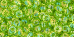 TOHO Magatama 3mm Tube 2.5" : Transparent-Rainbow Lime Green