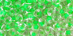 TOHO Magatama 3mm : Inside-Color Luster Crystal/Spearmint-Lined