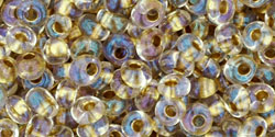 TOHO Magatama 3mm Tube 2.5" : Inside-Color Crystal/Gold-Lined