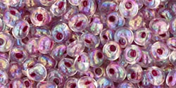 TOHO Magatama 3mm Tube 2.5" : Inside-Color Rainbow Crystal/Strawberry-Lined