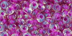 TOHO Magatama 3mm : Inside-Color Crystal/Opaque Fuchsia-Lined