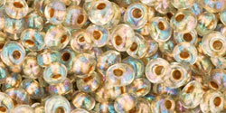 TOHO Magatama 3mm Tube 2.5" : Gold-Lined Rainbow Crystal