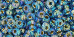 TOHO Magatama 3mm : Gold-Lined Rainbow Lt Sapphire