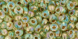 TOHO Magatama 3mm Tube 2.5" : Gold-Lined Rainbow Lt Jonquil