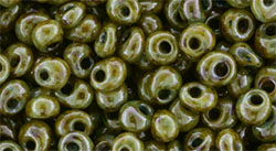 TOHO Magatama 3mm : HYBRID Opaque Luster - Transparent Green