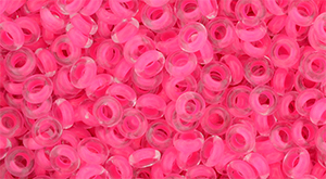 TOHO Demi Round 8/0 3mm Tube 2.5" : Inside-Color Matte Crystal/Neon Pink-Lined