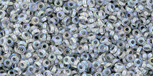 TOHO Demi Round 11/0 2.2mm Tube 2.5" : Inside-Color Rainbow Crystal/Gray-Lined