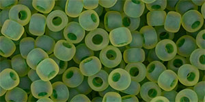 TOHO Round 6/0 Tube 2.5" : Inside-Color Frosted Jonquil/Emerald-Lined