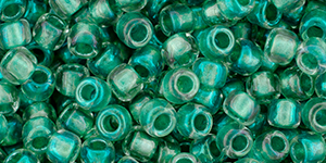 TOHO Round 6/0 Tube 2.5" : Inside-Color Rainbow Crystal/Teal-Lined