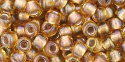 TOHO Round 6/0 Tube 2.5" : Gold-Lined Topaz