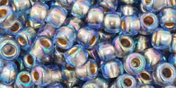 TOHO Round 6/0 Tube 5.5" : Gold-Lined Rainbow Lt Sapphire