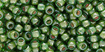 TOHO Round 8/0 : Inside-Color Luster Peridot/Opaque White-Lined