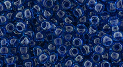 TOHO Round 8/0 Tube 2.5" : Inside-Color Crystal/Deep Blue-Lined