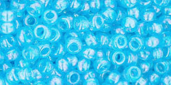 TOHO Round 8/0 Tube 2.5" : Transparent-Rainbow Aquamarine