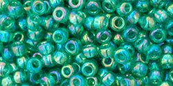 TOHO Round 8/0 Tube 2.5" : Transparent-Rainbow Dk Peridot