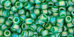 TOHO Round 8/0 Tube 5.5" : Transparent-Rainbow Frosted Grass Green