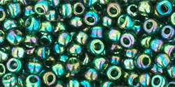 TOHO Round 8/0 Tube 5.5" : Transparent-Rainbow Green Emerald