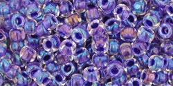 TOHO Round 8/0 Tube 2.5" : Inside-Color Rainbow Crystal/Tanzanite-Lined