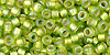 TOHO Round 8/0 Tube 5.5" : Silver-Lined Rainbow Frosted Lime Green