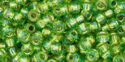 TOHO Round 8/0 Tube 2.5" : Silver-Lined Rainbow Lime Green