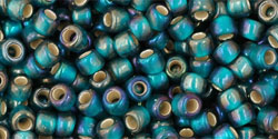TOHO Round 8/0 Tube 5.5" : Silver-Lined Rainbow Frosted Teal