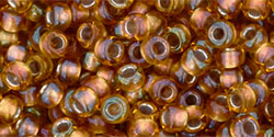 TOHO Round 8/0 Tube 2.5" : Gold-Lined Topaz