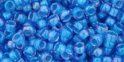 TOHO Round 8/0 Tube 2.5" : Inside-Color Lt Sapphire/Opaque Blue-Lined