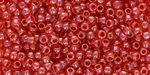 TOHO Round 8/0 Tube 2.5" : Inside-Color Lt Topaz/Pomegranate-Lined