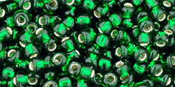 TOHO Round 8/0 Tube 5.5" : Silver-Lined Frosted Green Emerald