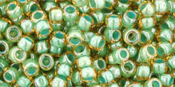 TOHO Round 8/0 Tube 5.5" : Inside-Color Topaz/Mint Julep-Lined