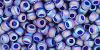 TOHO Round 8/0 Tube 2.5" : Transparent-Rainbow Frosted Cobalt