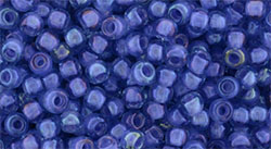 TOHO Round 8/0 : Inside-Color Lt Sapphire/Opaque Purple-Lined