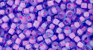 TOHO Round 8/0 : Inside-Color Aqua/Bubble Gum Pink-Lined
