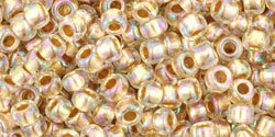 TOHO Round 8/0 : Gold-Lined Rainbow Crystal