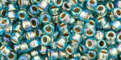 TOHO Round 8/0 Tube 5.5" : Gold-Lined Rainbow Aqua