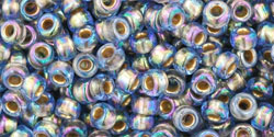 TOHO Round 8/0 Tube 5.5" : Gold-Lined Rainbow Lt Sapphire