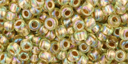 TOHO Round 8/0 Tube 5.5" : Gold-Lined Rainbow Lt Jonquil