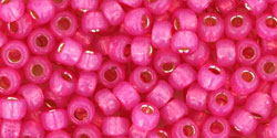 TOHO Round 8/0 Tube 5.5" : PermaFinish - Silver-Lined Milky Electric Pink