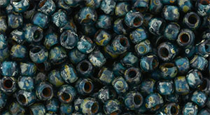 TOHO Round 8/0 Tube 2.5" : HYBRID Transparent Frosted Teal - Picasso